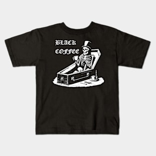 skeleton drinking Black Coffee design Kids T-Shirt